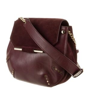 Sandro Crossbody Bag Burgundy Leather Gold-Tone Hardware